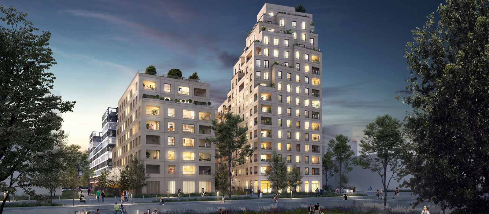 Vue Nocturne résidence Central Parc Asnières-sur-Seine (92)