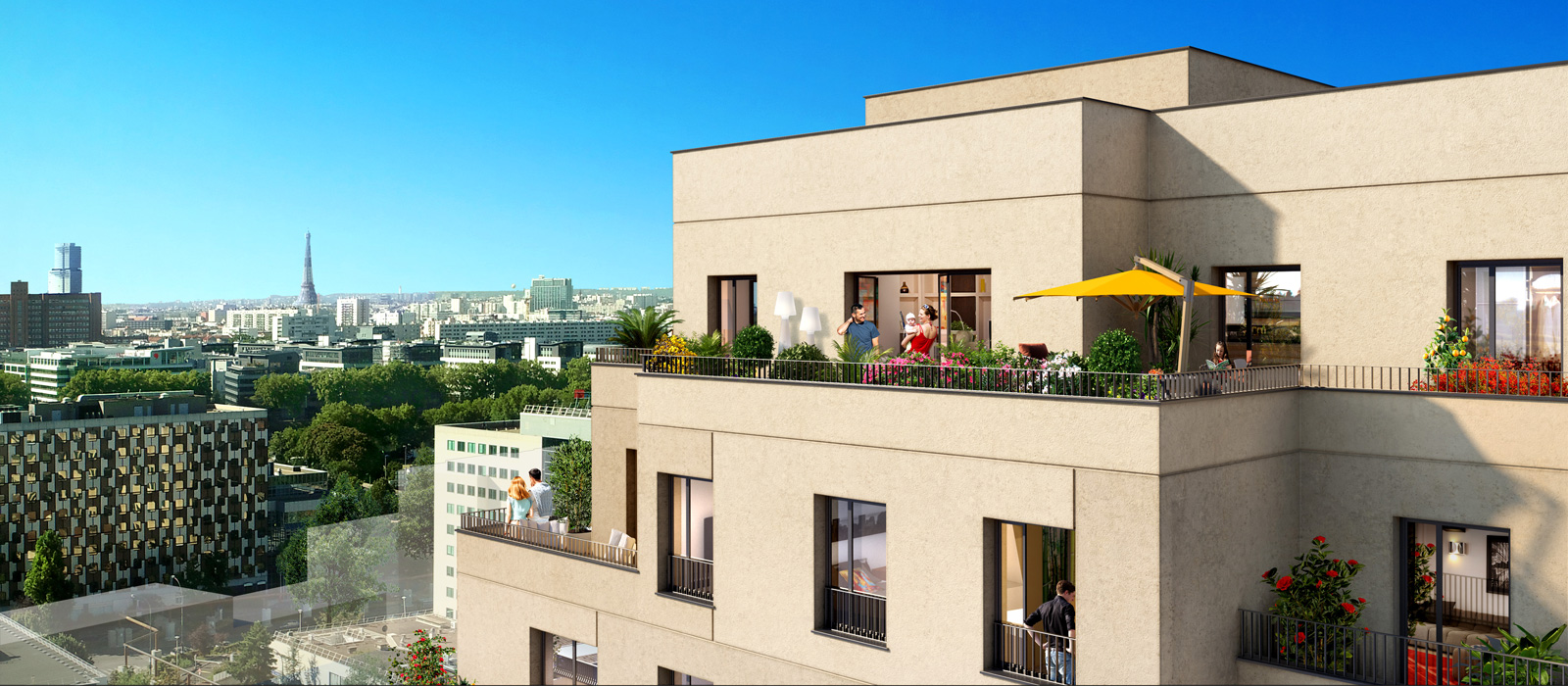 Vue extérieure terrasse résidence Central Parc Asnières-sur-Seine (92)