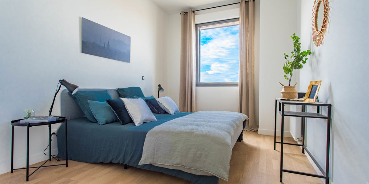 Chambre appartement témoin Hyperion à Bordeaux (33)
