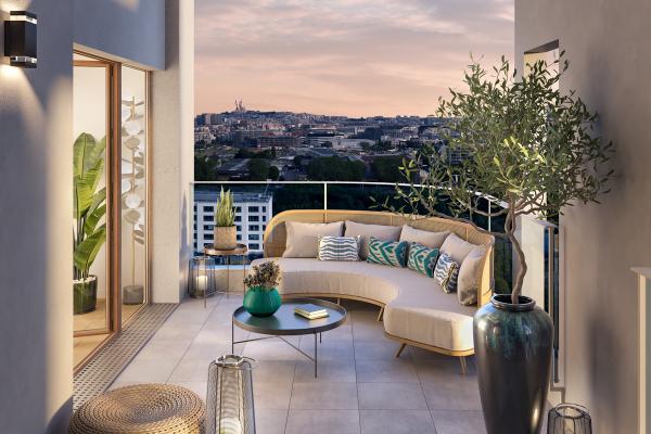 Terrasse d'un appartement neuf Rue Vladimir Kramnik