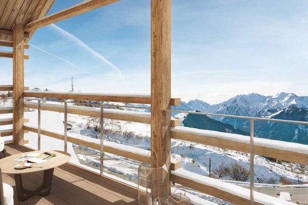 Terrasse Les Fermes de L'Alpe à Huez