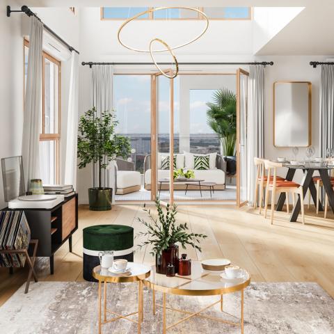 Séjour d'un appartement neuf Rue Vladimir Kramnik à Asnières-sur-Seine