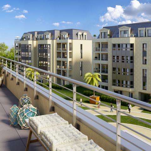 Terrasse de la résidence neuve Newquay à Dinard