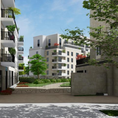 appartement neuf pers exterieure vue rue de la résidence City Art à Thiais 