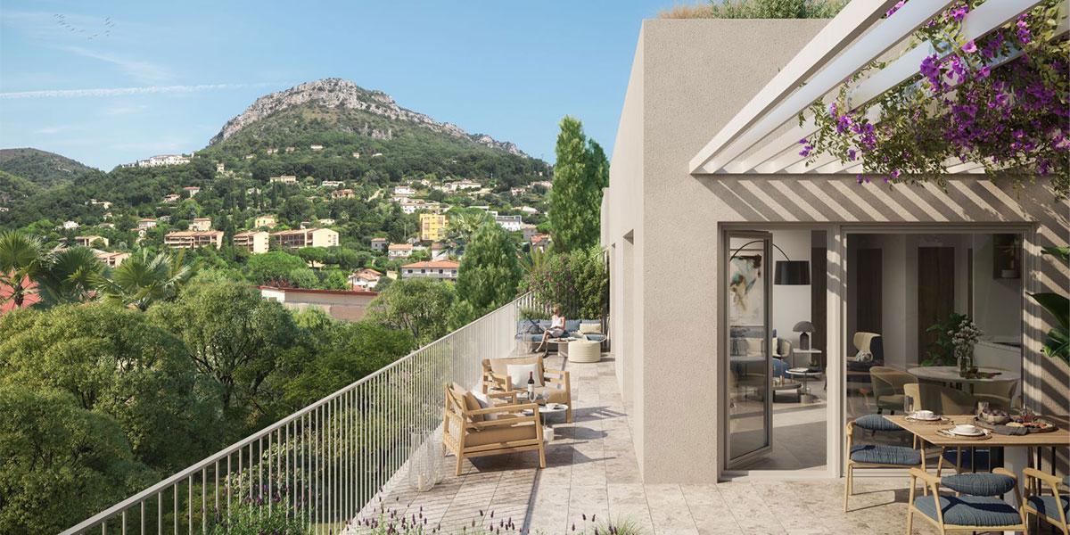 Terrasse de la Résidence Le Parc Chagall à Vence