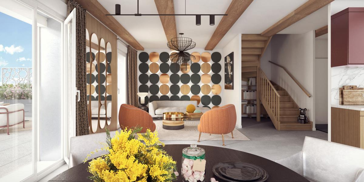 Séjour d'un appartement neuf Next Step à Bordeaux